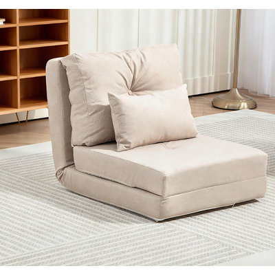 Chaise longue, canapé-lit pliant rembourré avec dossier réglable, beige