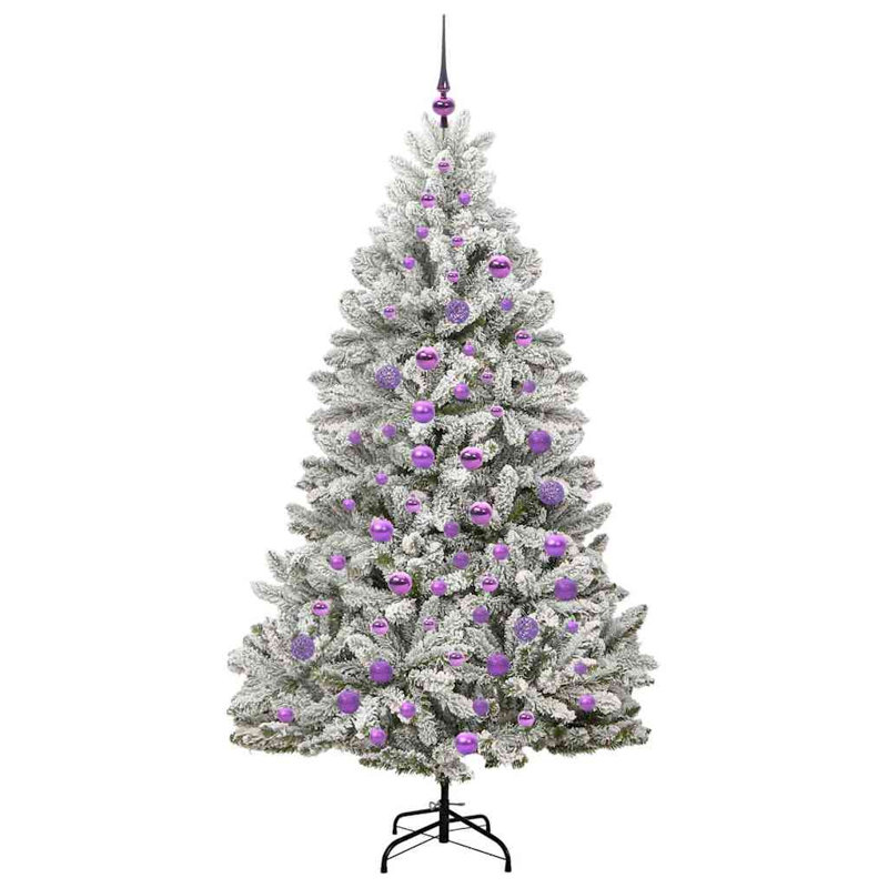 Artificial Christmas Tree Green and White PVC and Metal, 5.91 ft