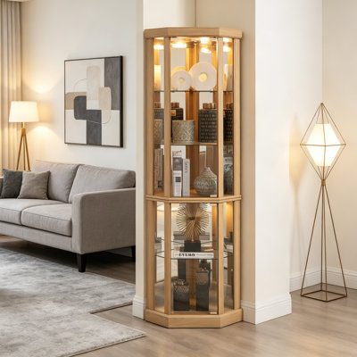 Vitrine de coin lumineuse avec vitrine élégante
