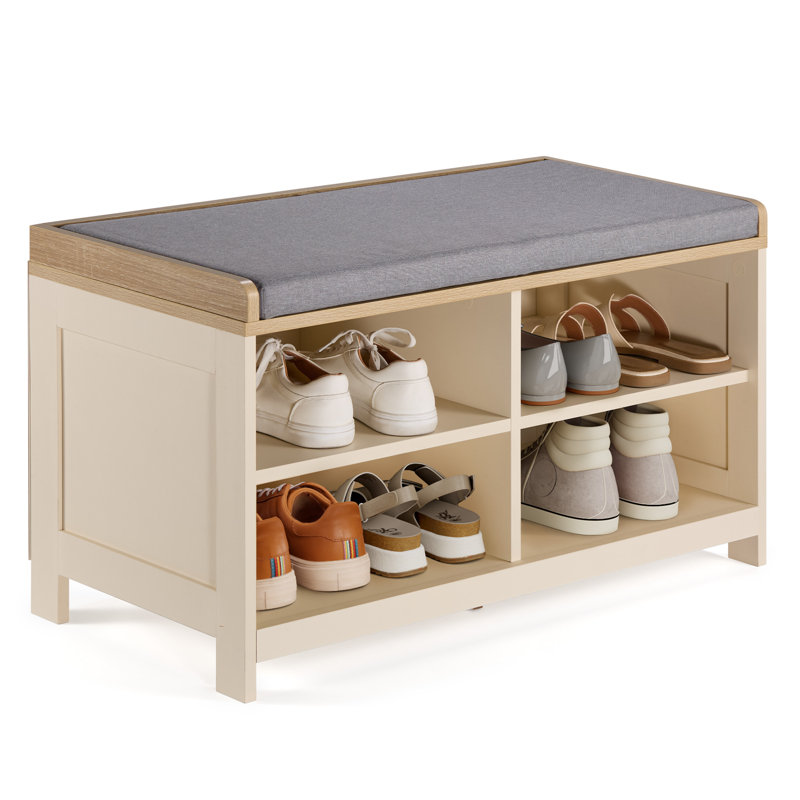 Upholstered Storage Bench, Beige
