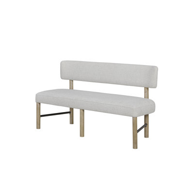 Banc de salle à manger en chêne noueux anglais - fini inspiré, revêtu de tissu doux, support en métal pour support, combinaison moderne rustique, 60 po Profondeur, 23 largeur, 34,48 hauteur, siège de 46,5 lb