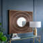 Miroir carré 40 "x 40" à motif plissé avec cadre en fer doré, couleur neutre, décoration murale pour le salon