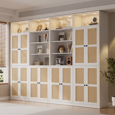 Bibliothèque de rangement à 7 niveaux H 85,8 "x l 94,4" avec étagères blanches
