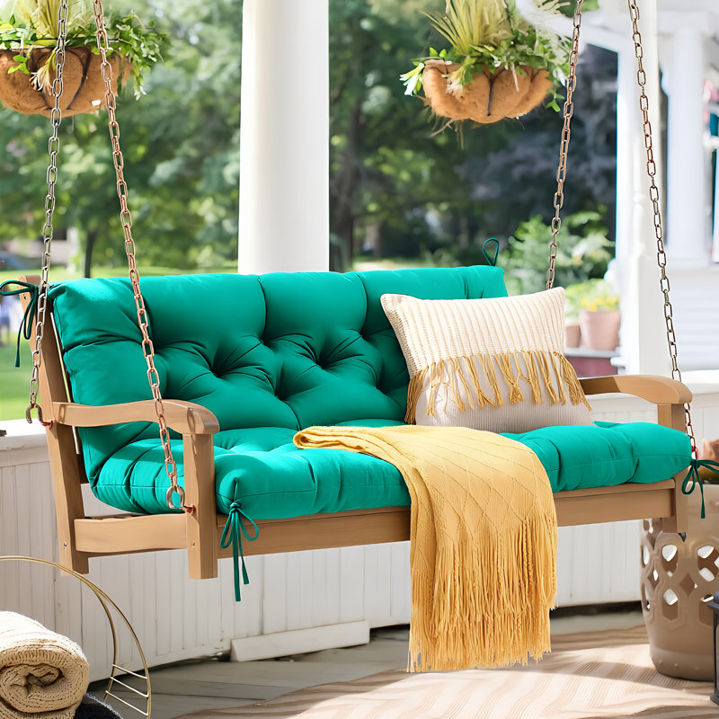 Swing Cushion Replacement For 2-3 Seater Outdoor Bench,60" Patio Porch Swing Seat Cushion - Heavy-Duty Universal Fit Outdoor Furniture Cushions, Weather-Resistant，Aqua