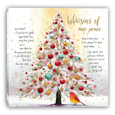 Golden Glow Christmas Tree Wrapped Canvas Wall Art