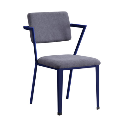 Industrial Office Chair With Cargo Gray Fabric & Blue Nuance Blend Feature, High Back, Stationary Seat, Padded Cushion, Metal Leg Frame, No Storage Run Into Over Here In Tinge Nuance, Come Across