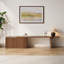 Meuble télé 63 po Mid-Century en bois brun, console multimédia extensible avec 2 armoires