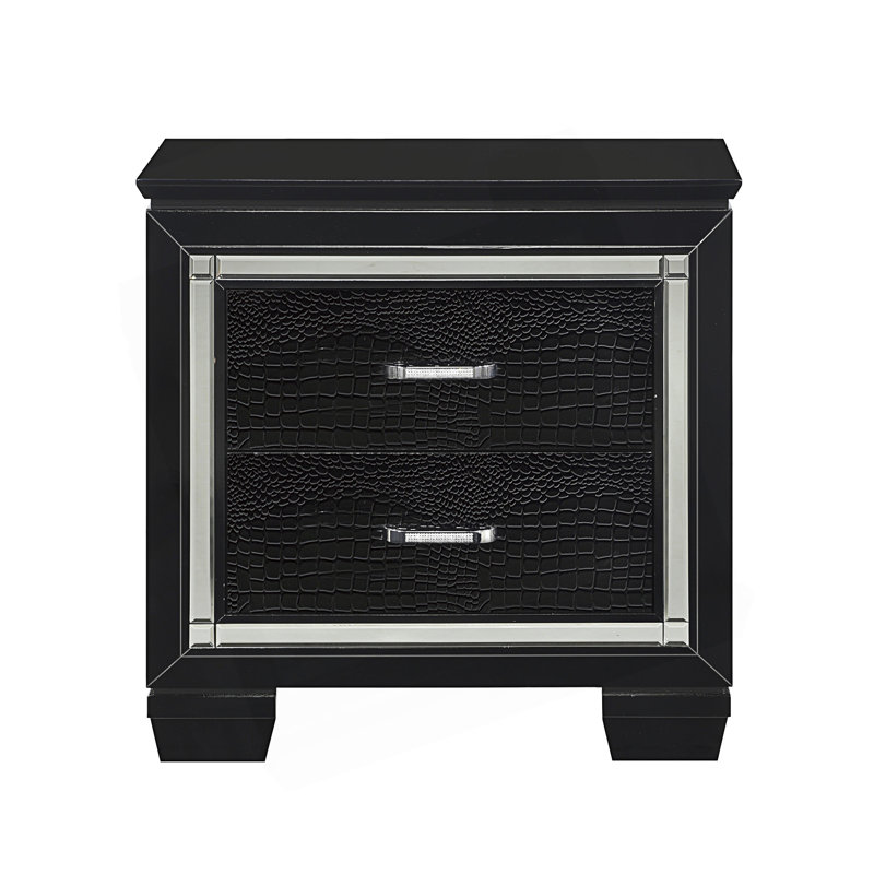 Glamourous Nightstand With 2x Dovetail Drawers, End Table
