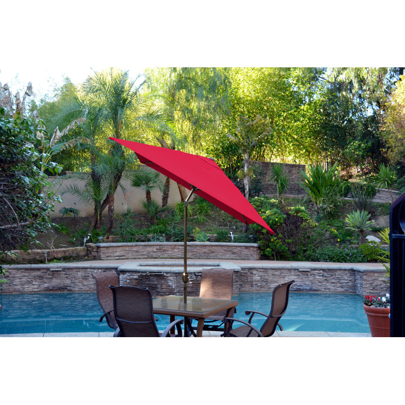 Parasol de marché rectangulaire 10 pi x 6,5 pi Norah, Bronze, Rouge