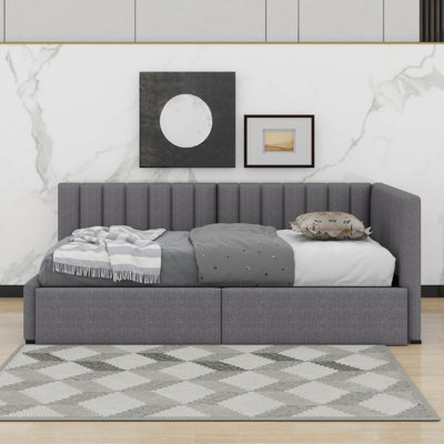 Twin Size Upholstered Daybed With 2 Drawers