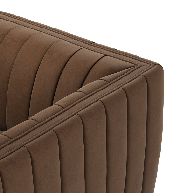 Augustine Swivel Armchair, Maestro Cigar Top Grain Leather