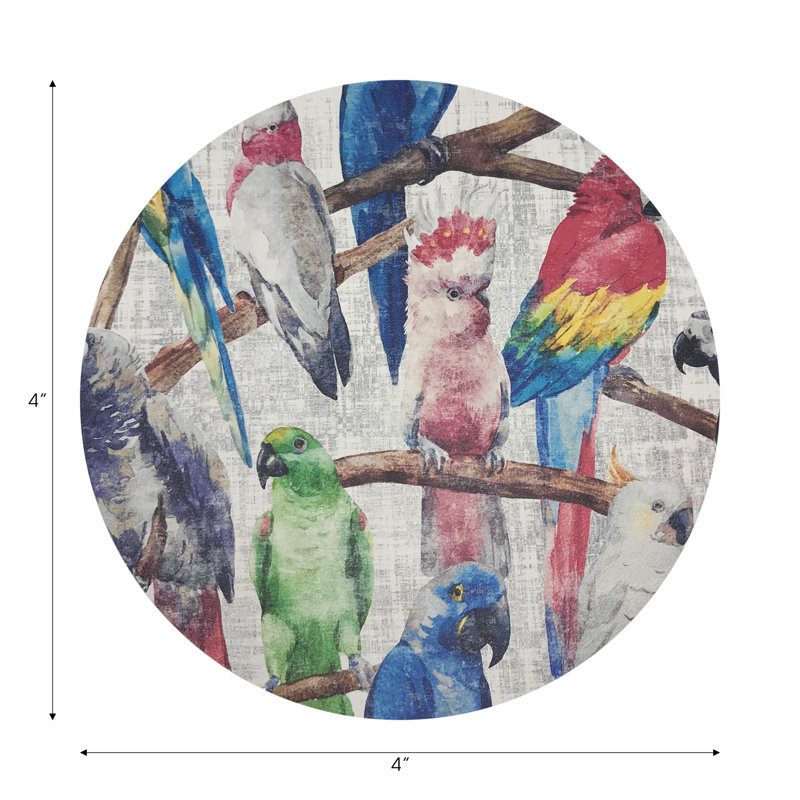 Sous-verres ronds en cuir Cockatoo Fantasia