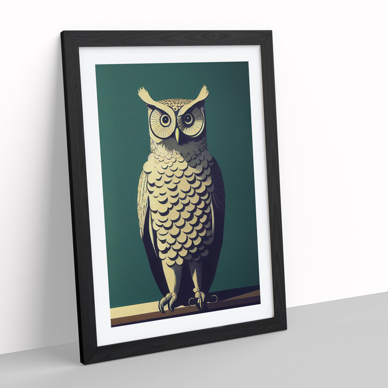 An Exciting Owl - Wall Art, 64cm H x 46cm W, Black Framed