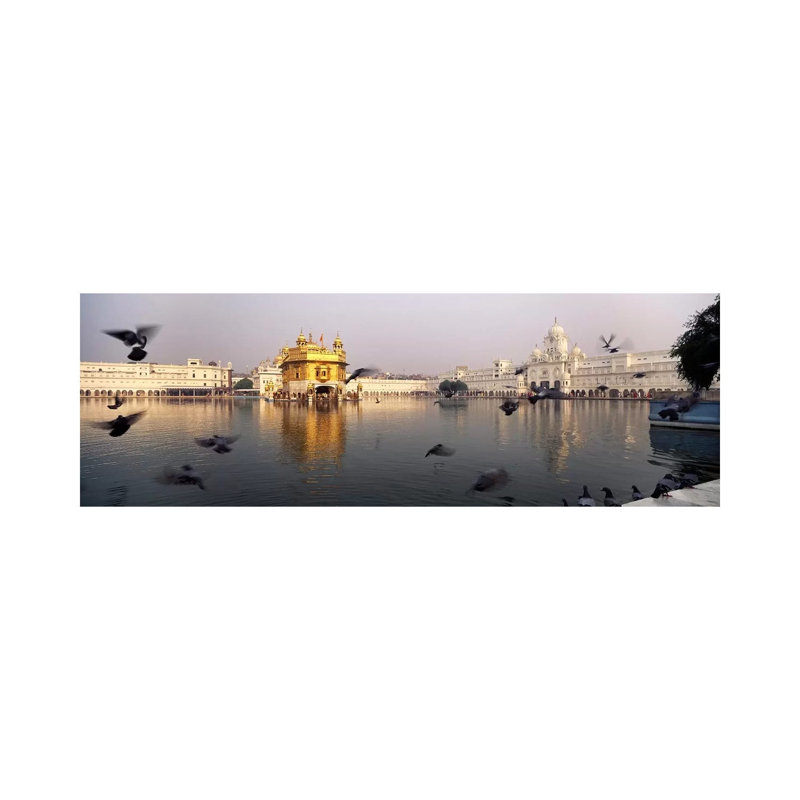 Reflection Of A Temple In A Lake, Golden Temple, Amritsar, Punjab, India - Wrapped Canvas Panoramic Print