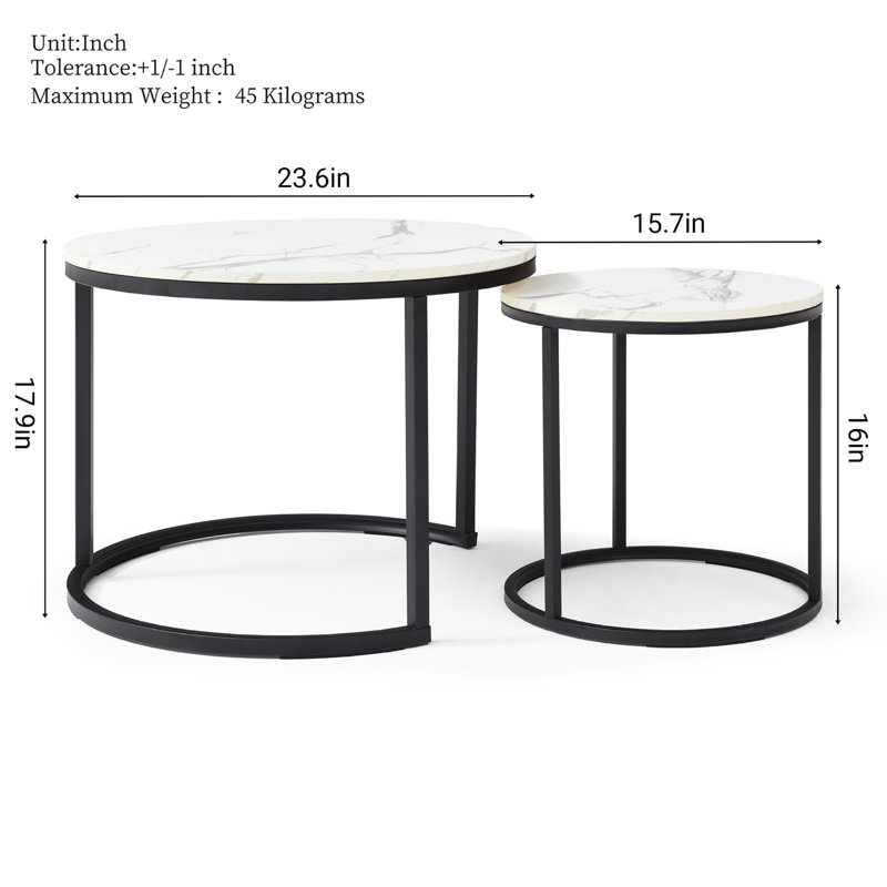Table basse Hudy, Blanc, Black