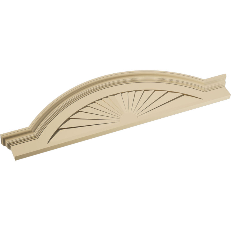 Arche en segment de 56 po x H 15 po x P 3 po avec fronton en uréthane Sunburst Signature Flankers, brun clair apprêté