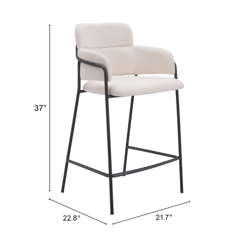 Tabouret de bar et de comptoir Kidman, Tabouret de comptoir (siège d'une hauteur de 26 p, Crème, crème