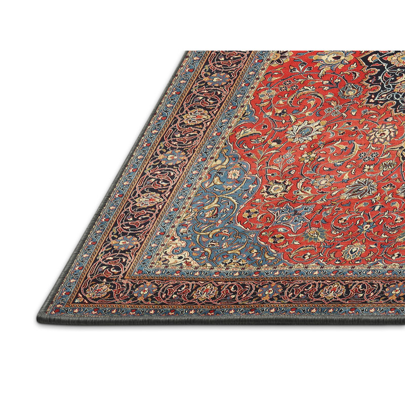Tapis décoratif rouge à motif oriental Kallie, Rectangle 5 pi x 7 pi