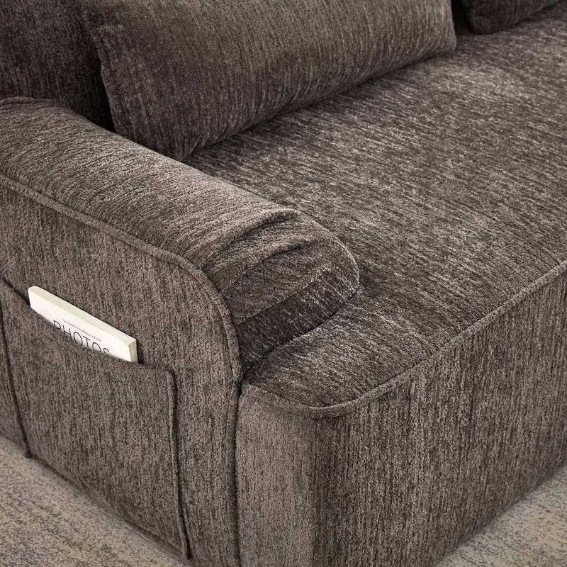 Canapé modulaire surdimensionné en L Chenille, design minimaliste, canapé-lit pour salon, appartement et espaces de réception, aucun assemblage requis