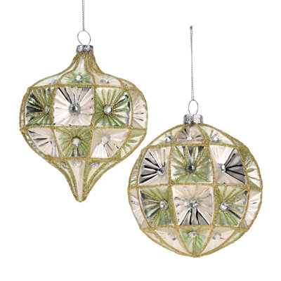 Vintage Jeweled Ornament - 4 Inches Set Of 6