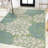 Zinnia Modern Floral Textured Weave Cream/Green Indoor/Outdoor Rug-2146552896