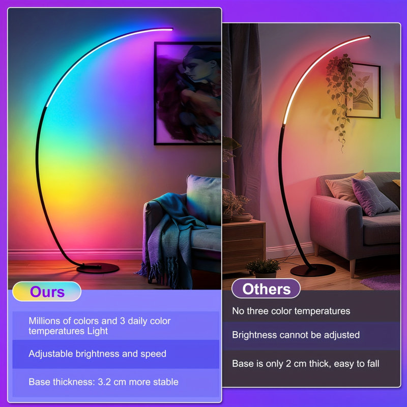 175cm Polished Arched Floor Lamp Set