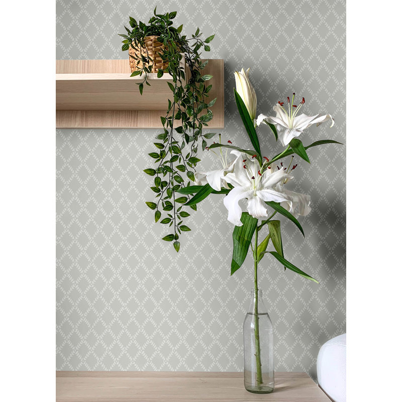 Trevor Sage Leaf Trellis Wallpaper, Sage