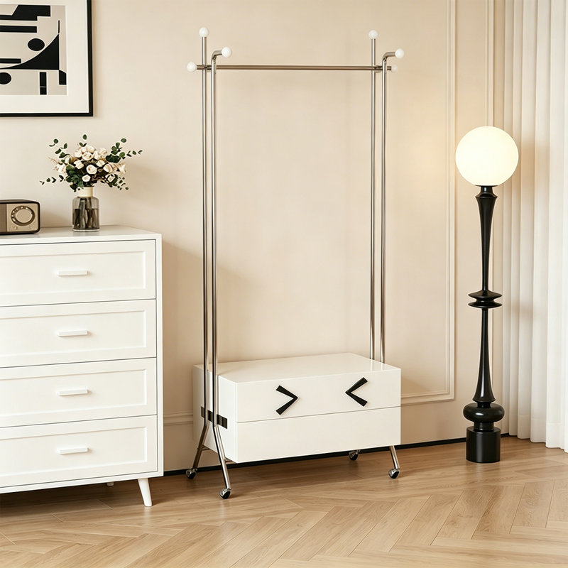 Portemanteaux moderne avec tiroirs doubles, Crème