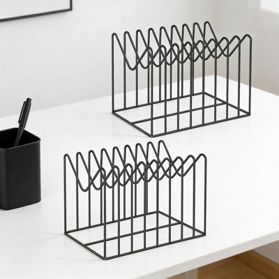 2-Pack Steel Wire File Organizer For Desk, 8-Section File Folder Holder And Sorter With Anti-Scratch Finish, Desktop Document And Clipboard Organizer