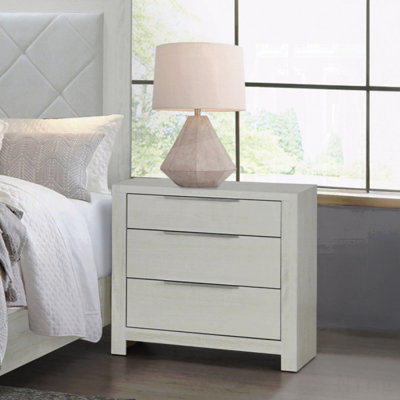 Table de chevet 1 pièce moderne avec finition transitionnelle beige et armoire de chevet avec 3 tiroirs