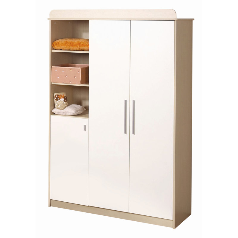 Lena 3 Door White/ Maple Wardrobe