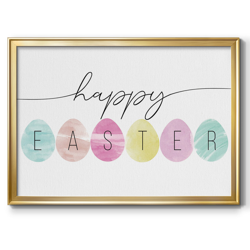 Joyeuses Pâques, art textuel sur toile encadré, H 26 po x l 38 po x P 1,5 po, Or