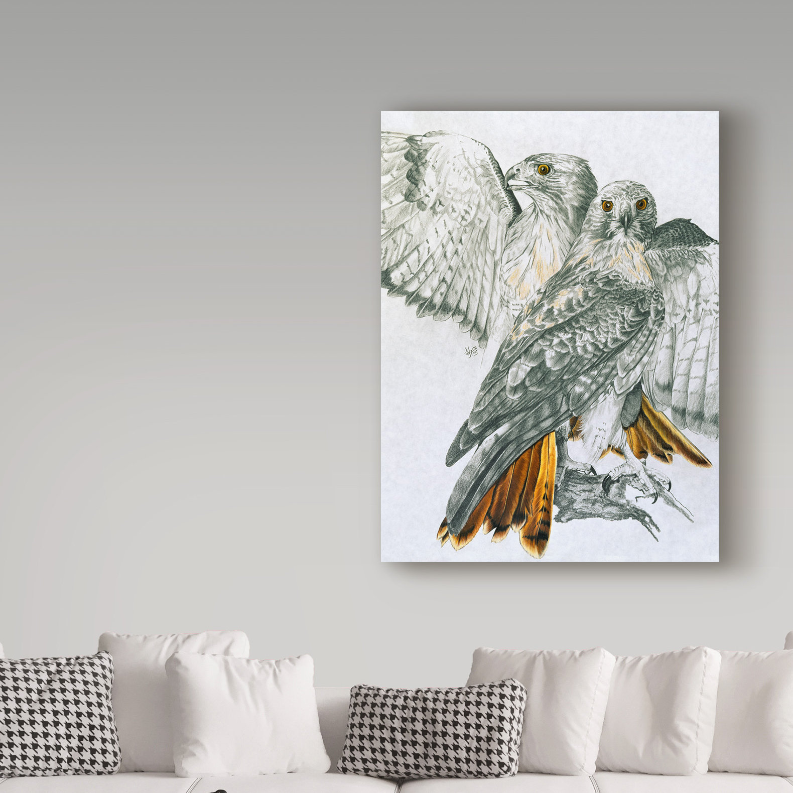 Trademark Fine Art 'Red Tailed Hawk' Vintage Advertisement on Wrapped ...