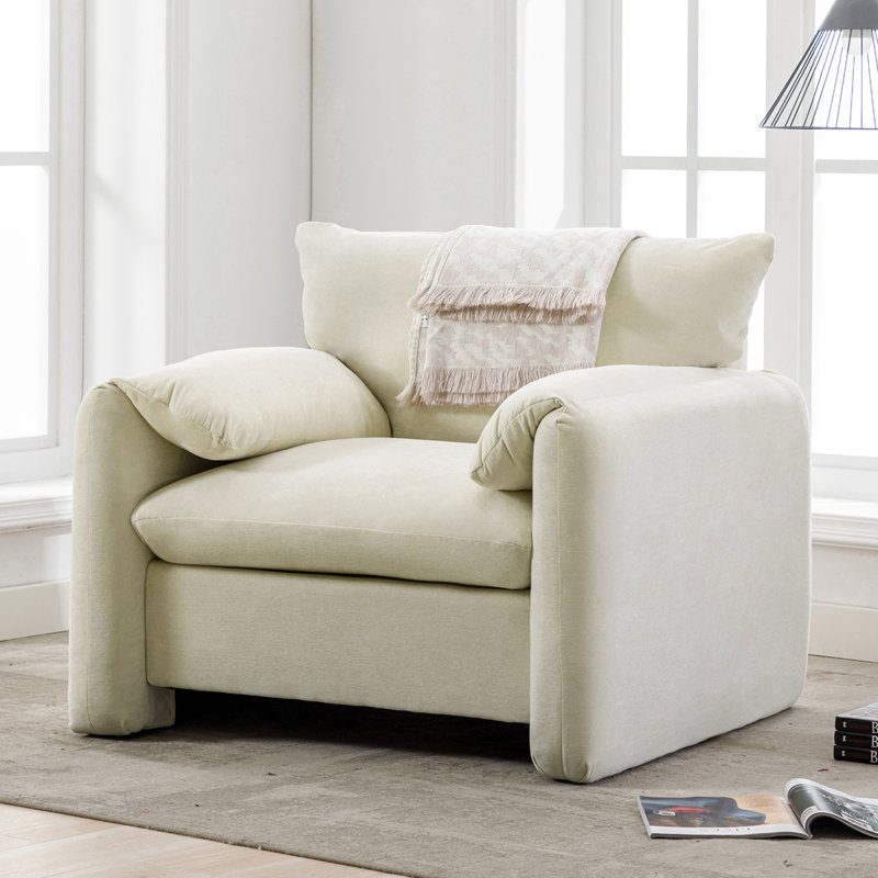 Fauteuil surdimensionné Chenille, Crème