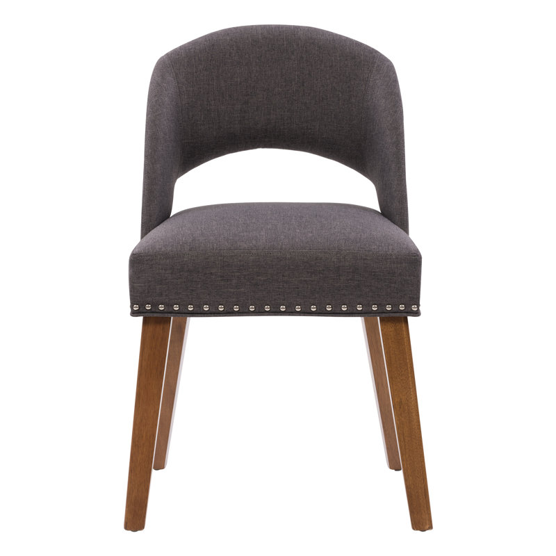 Chaise parsons rembourrée Arush, Gris foncé, Noisette