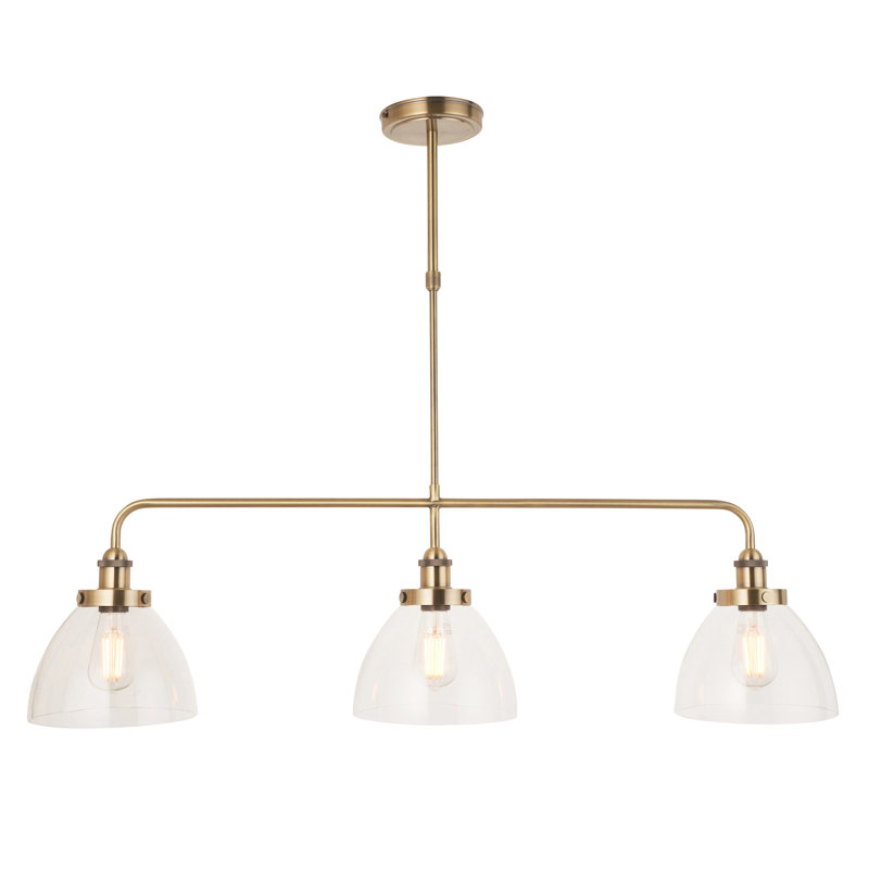 Anais 3lt Linear Pendant light finished in Ant. Brass