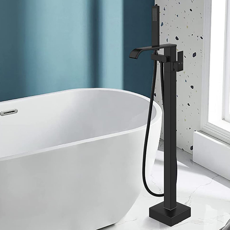 1 Handle Floor Clawfoot Tub Faucet with Diverter, Matte Black