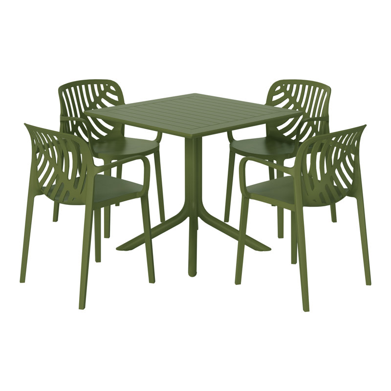 Ensemble repas carré pour 4 personnes, Vert