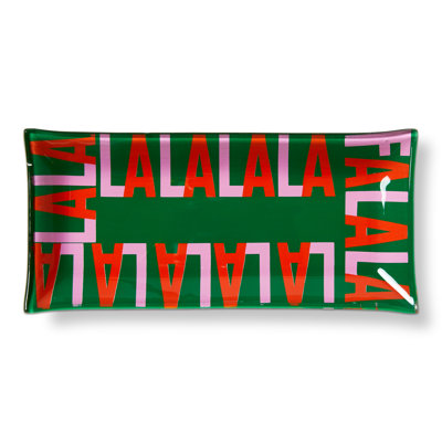 Fa La Glass Trinket Tray Green Christmas