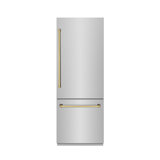 ZLINE Autograph 30 in. White Matte Built-In Refrigerator w/ Gray & Black Accents