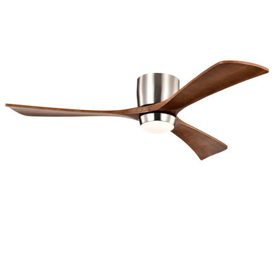 52" Ceiling Fan with Lights Remote Control,Quiet DC Motor 3 Wood Blade Ceiling Fans 6 Speed Levels,Reversible Ceiling Fan, for Patio Living Room, Bedroom, Office,Indoor.