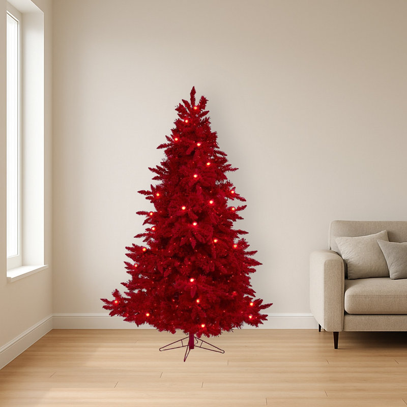 Red Flocked Artificial Christmas Tree