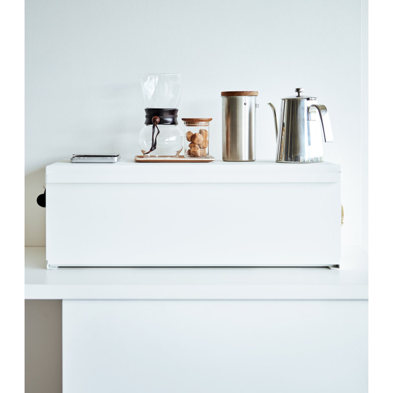 Boîte à pain Yamazaki Home - large, 32 l, peut contenir 22 lb, Blanc