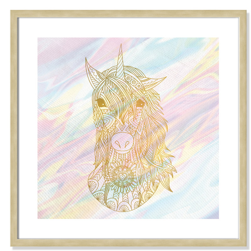 Dreaming licorne 2, H 23,5 po x l 23,5 po x P 1,19 po, Encadré de boîte blanc