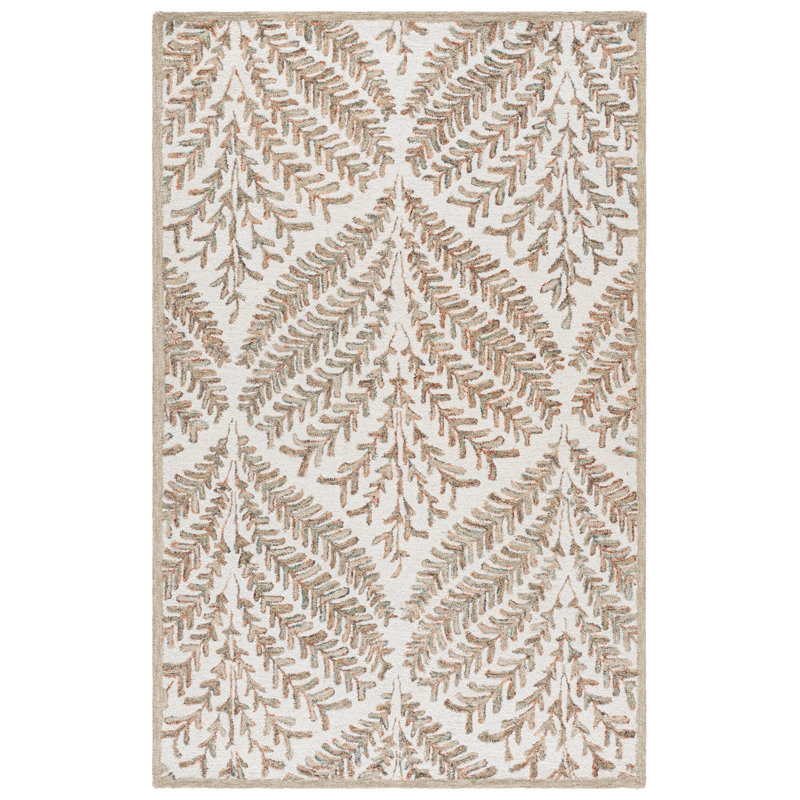 Andresky Hand Tufted Wool Rug, Rectangle 183 x 244 cm, Ivory/Brown