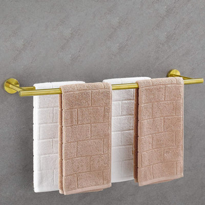 Brushed Gold 5 Bathroom Towel Rack - Aluminium, Rust- For Bathroom, Bedroom, Laundry, Kitchen Simple Installation Guide Modern 5 Piece In Aluminium Construction And Rustproof Various Spaces Easy To