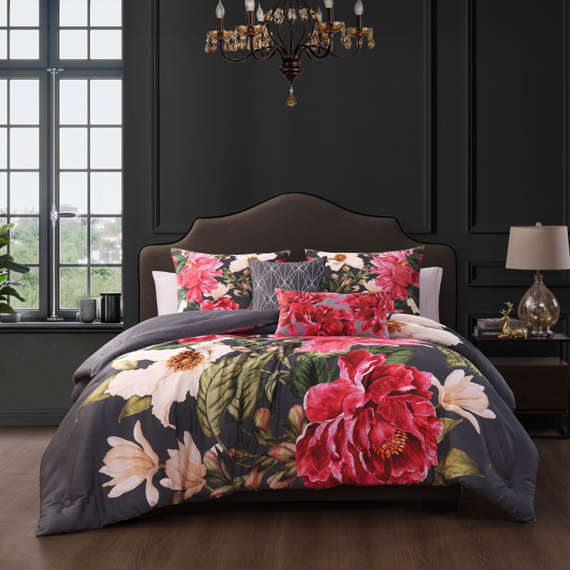 Ensemble d'édredon réversible 100% satin de coton Bebejan, Édredon de grand lit + 4 pièces additionnelles