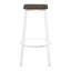 Tabouret de bar carré en métal blanc rétro et bambou grain de bois pressé espresso - ensemble de 2