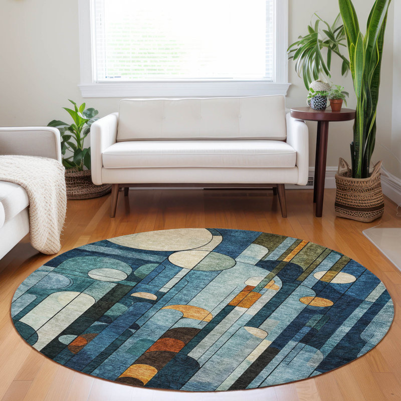 Tapis intérieur / extérieur bleu Ziva , 2 pi 6 po x 3 pi 10 po