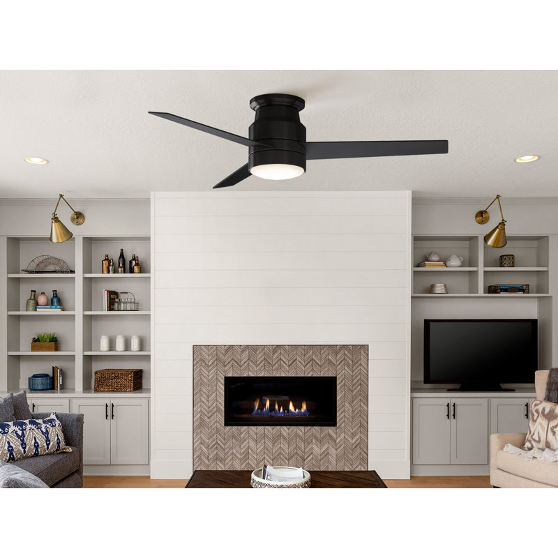 Ventilateur de plafond encastré 3 pales 52 "avec lumières DEL et télécommande Doras, Black
